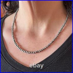 Sterling Silver Southwestern Style Navajo Pearl Beads 4 mm Necklace 16-18