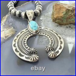 Sterling Silver Southwestern Style Oval Turquoise Decorated Unisex Naja Pendant