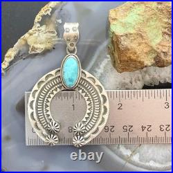 Sterling Silver Southwestern Style Oval Turquoise Decorated Unisex Naja Pendant