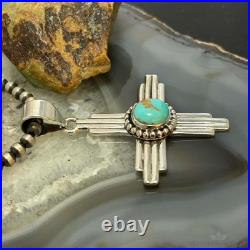 Sterling Silver Southwestern Style Round Mohave Turquoise Unisex Zia Pendant #2