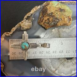 Sterling Silver Southwestern Style Round Mohave Turquoise Unisex Zia Pendant #2
