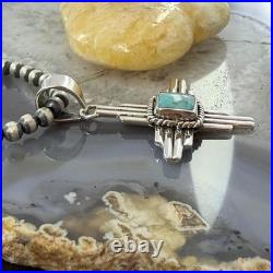 Sterling Silver Southwestern Style Square Mohave Turquoise Unisex Zia Pendant