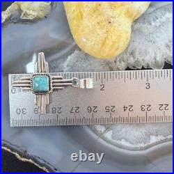 Sterling Silver Southwestern Style Square Mohave Turquoise Unisex Zia Pendant