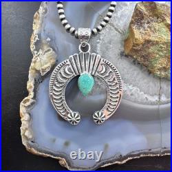 Sterling Silver Southwestern Style Teardrop Turquoise Stamped Naja Uni Pendant