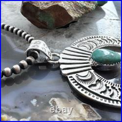 Sterling Silver Southwestern Style Teardrop Turquoise Stamped Naja Uni Pendant
