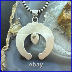 Sterling Silver Southwestern Style Teardrop Turquoise Stamped Naja Uni Pendant