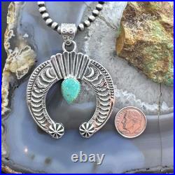 Sterling Silver Southwestern Style Teardrop Turquoise Stamped Naja Uni Pendant