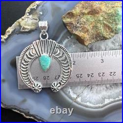 Sterling Silver Southwestern Style Teardrop Turquoise Stamped Naja Uni Pendant