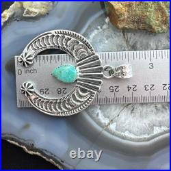 Sterling Silver Southwestern Style Teardrop Turquoise Stamped Naja Uni Pendant