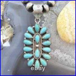 Sterling Silver Southwestern Style Turquoise Decorated Cluster Pendant For Women