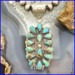 Sterling Silver Southwestern Style Turquoise Decorated Cluster Pendant For Women