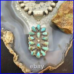 Sterling Silver Southwestern Style Turquoise Decorated Cluster Pendant For Women