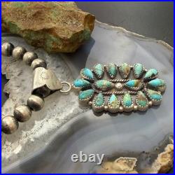 Sterling Silver Southwestern Style Turquoise Decorated Cluster Pendant For Women