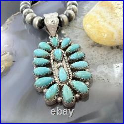 Sterling Silver Southwestern Style Turquoise Decorated Cluster Pendant For Women