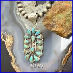 Sterling Silver Southwestern Style Turquoise Decorated Cluster Pendant For Women