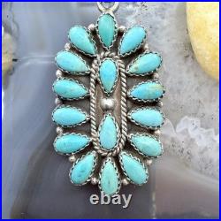 Sterling Silver Southwestern Style Turquoise Decorated Cluster Pendant For Women