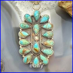 Sterling Silver Southwestern Style Turquoise Decorated Cluster Pendant For Women