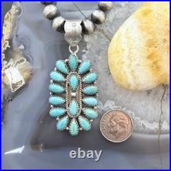 Sterling Silver Southwestern Style Turquoise Decorated Cluster Pendant For Women
