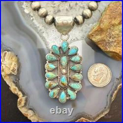 Sterling Silver Southwestern Style Turquoise Decorated Cluster Pendant For Women