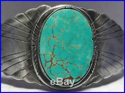 Sterling Silver Spiderweb Turquoise Navajo cuff bracelet 38.4 grams