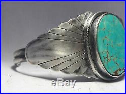 Sterling Silver Spiderweb Turquoise Navajo cuff bracelet 38.4 grams