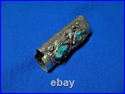 Sterling Silver Turquoise Lighter Case JCT Navajo Southwestern Old Pawn PATTIE