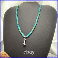 Sterling Silver Turquoise & Navajo Pearl Beads With Squash Blossom Necklace