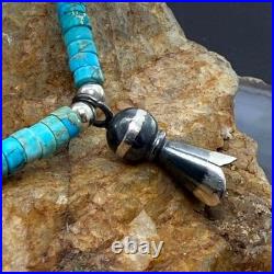 Sterling Silver Turquoise & Navajo Pearl Beads With Squash Blossom Necklace