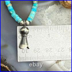Sterling Silver Turquoise & Navajo Pearl Beads With Squash Blossom Necklace