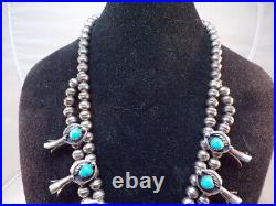 Sterling Silver & Turquoise Squash Blossom SIGNED EJ # S 2025