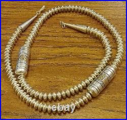 Sterling Silver with 14K Gold NAVAJO Silver Pearls Necklace Roderick Tenorio 24