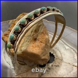 Sterling Southwestern 12 Petit Point Turquoise Split Shank Bracelet For Women