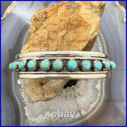 Sterling Southwestern 12 Petit Point Turquoise Split Shank Bracelet For Women