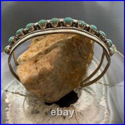 Sterling Southwestern 12 Petit Point Turquoise Split Shank Bracelet For Women