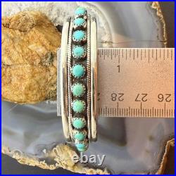 Sterling Southwestern 12 Petit Point Turquoise Split Shank Bracelet For Women