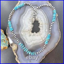 Sterling Southwestern Style Blue Turquoise Beads & Sterling Beads 19 Necklace