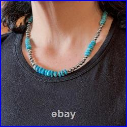 Sterling Southwestern Style Blue Turquoise Beads & Sterling Beads 19 Necklace