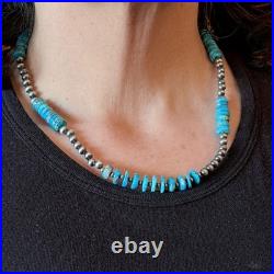 Sterling Southwestern Style Blue Turquoise Beads & Sterling Beads 19 Necklace