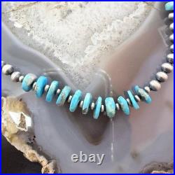 Sterling Southwestern Style Blue Turquoise Beads & Sterling Beads 19 Necklace