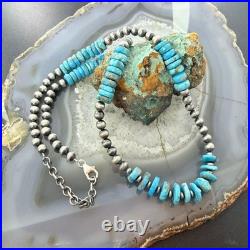 Sterling Southwestern Style Blue Turquoise Beads & Sterling Beads 19 Necklace