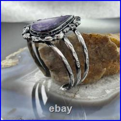 Sterling Southwestern Style Large Teardrop Charoite Decorated Bracelet For Women