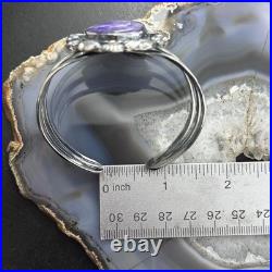 Sterling Southwestern Style Large Teardrop Charoite Decorated Bracelet For Women