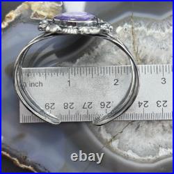 Sterling Southwestern Style Large Teardrop Charoite Decorated Bracelet For Women