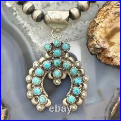 Sterling Southwestern Style Multi Turquoise Decorated Naja Pendant For Women