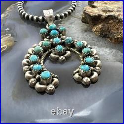 Sterling Southwestern Style Multi Turquoise Decorated Naja Pendant For Women