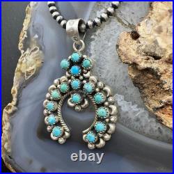 Sterling Southwestern Style Multi Turquoise Decorated Naja Pendant For Women