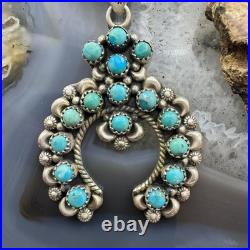 Sterling Southwestern Style Multi Turquoise Decorated Naja Pendant For Women