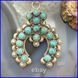 Sterling Southwestern Style Multi Turquoise Decorated Naja Pendant For Women