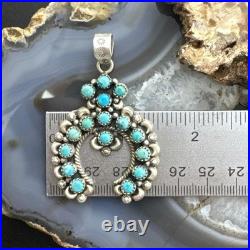 Sterling Southwestern Style Multi Turquoise Decorated Naja Pendant For Women
