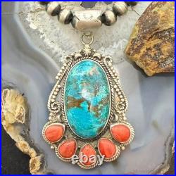 Sterling Southwestern Style Oval Shattuckite & Spiny Oyster Decorated Pendant